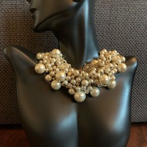 Faux Pearl Cluster Necklace